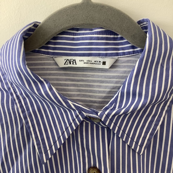 Zara oversized striped shirt blue white size Large - Picture 3 of 9